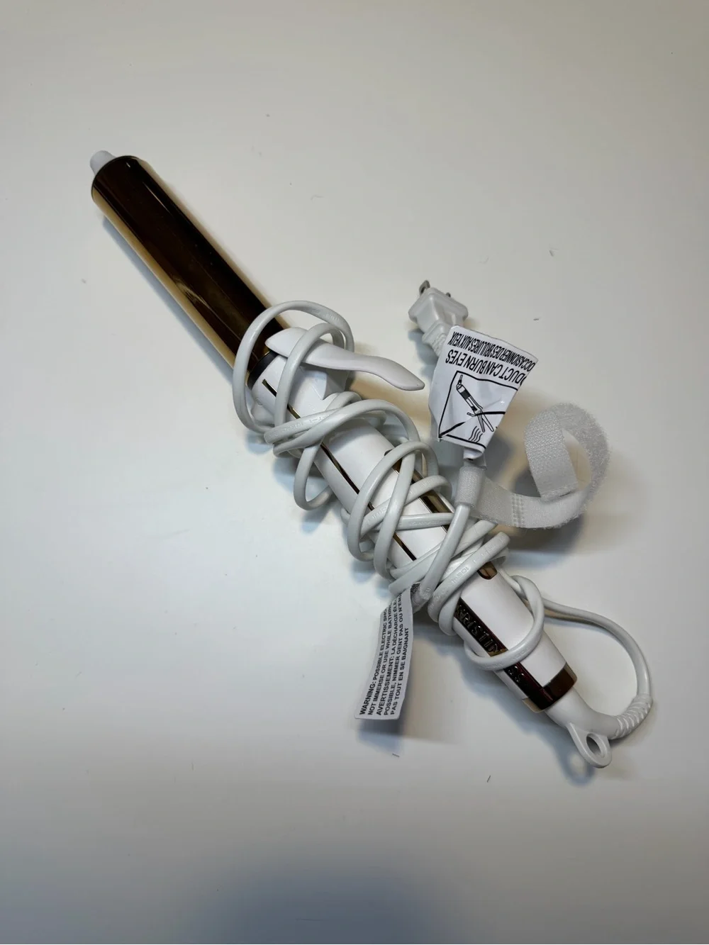White and Gold Curling Wand - Women’s Hair Styling Tool